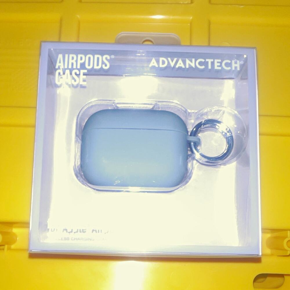 Advanctech Silicone Case for Apple AirPods Pro, Blue w/ Carabiner